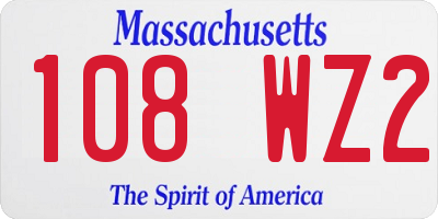 MA license plate 108WZ2