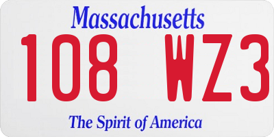 MA license plate 108WZ3