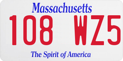 MA license plate 108WZ5