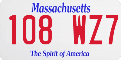 MA license plate 108WZ7