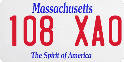 MA license plate 108XA0