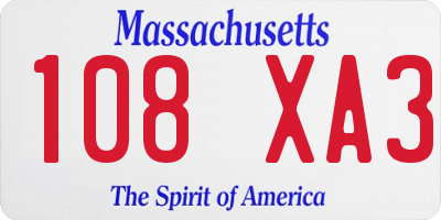 MA license plate 108XA3