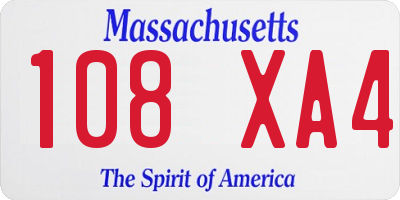 MA license plate 108XA4