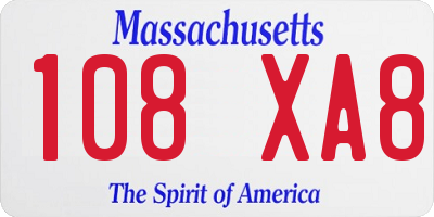 MA license plate 108XA8