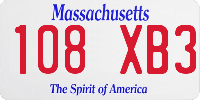 MA license plate 108XB3