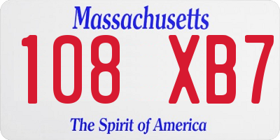MA license plate 108XB7