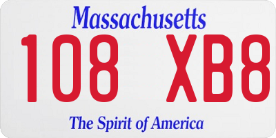 MA license plate 108XB8