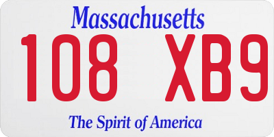 MA license plate 108XB9