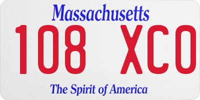 MA license plate 108XC0