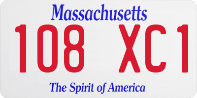 MA license plate 108XC1