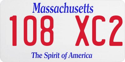 MA license plate 108XC2