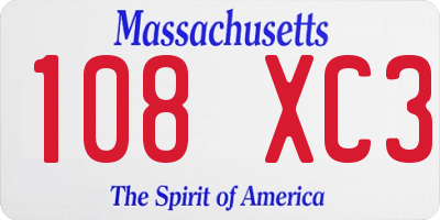 MA license plate 108XC3