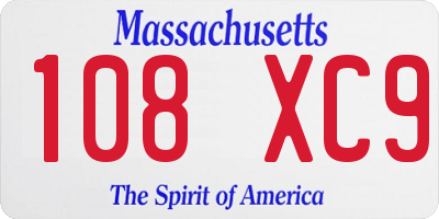 MA license plate 108XC9
