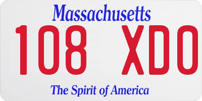 MA license plate 108XD0
