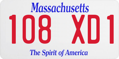 MA license plate 108XD1