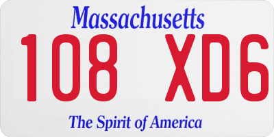 MA license plate 108XD6