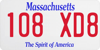 MA license plate 108XD8