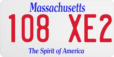 MA license plate 108XE2