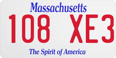 MA license plate 108XE3