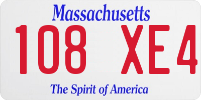 MA license plate 108XE4