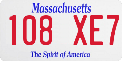 MA license plate 108XE7