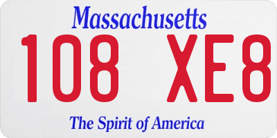 MA license plate 108XE8