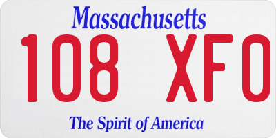 MA license plate 108XF0