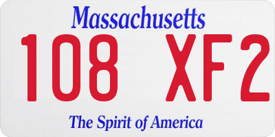 MA license plate 108XF2