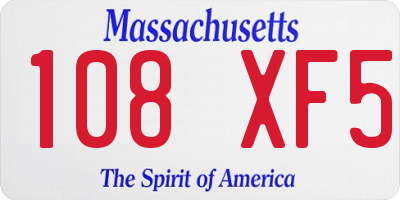 MA license plate 108XF5