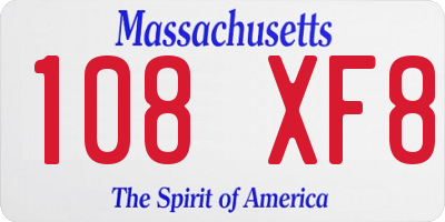 MA license plate 108XF8