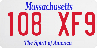 MA license plate 108XF9