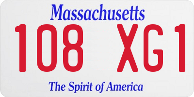 MA license plate 108XG1