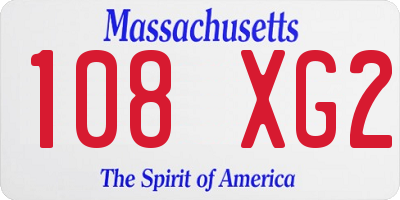MA license plate 108XG2