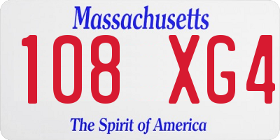 MA license plate 108XG4