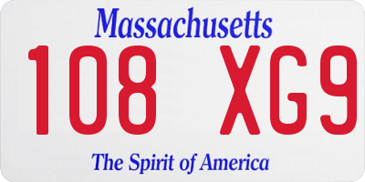 MA license plate 108XG9