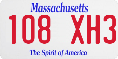 MA license plate 108XH3