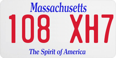 MA license plate 108XH7