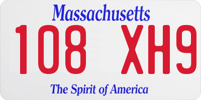 MA license plate 108XH9