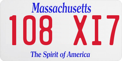 MA license plate 108XI7