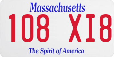 MA license plate 108XI8