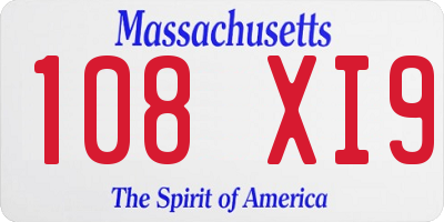 MA license plate 108XI9