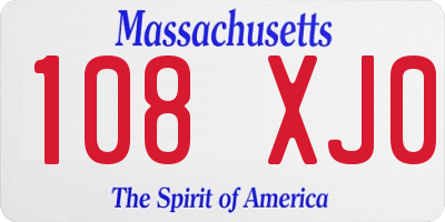 MA license plate 108XJ0