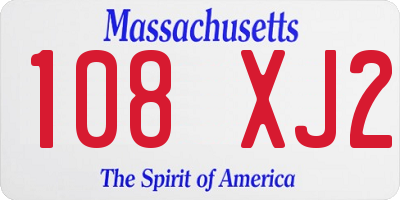 MA license plate 108XJ2