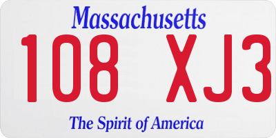 MA license plate 108XJ3