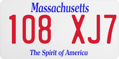MA license plate 108XJ7