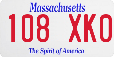 MA license plate 108XK0