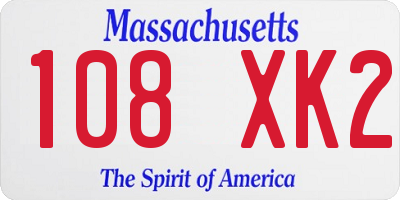 MA license plate 108XK2