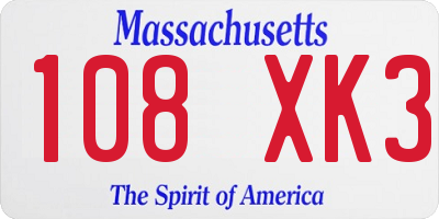 MA license plate 108XK3