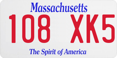 MA license plate 108XK5