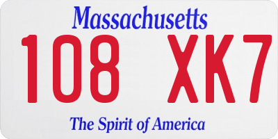 MA license plate 108XK7